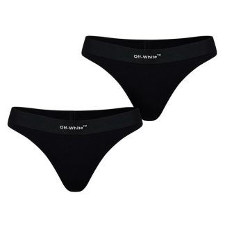 OFF WHITE Helvetica Logo 2 Pack Thong Women Thong Briefs Black 1001 for sale