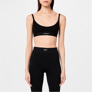 OFF WHITE Helvetica Logo Basic Rib Bra Women T-Shirt Bras Black 1001 for sale