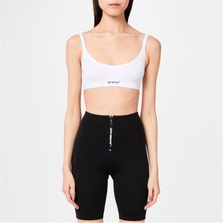 OFF WHITE Helvetica Logo Basic Rib Bra Women T-Shirt Bras White 0110 for sale