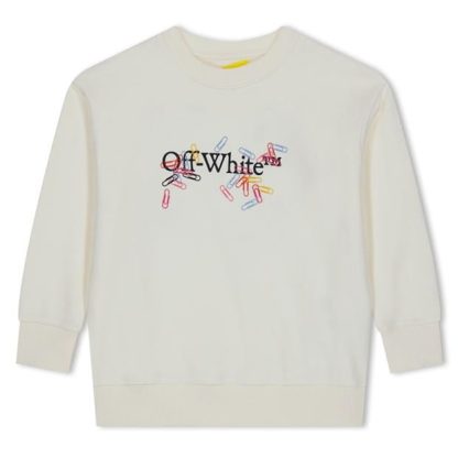 OFF WHITE Junior Girls Paper Clip Sweatshirt Kids Cream 0310  for sale