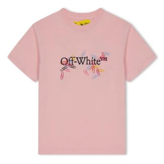 OFF WHITE Junior Girls Paper Clip T-Shirt Kids Pink 3010  for sale