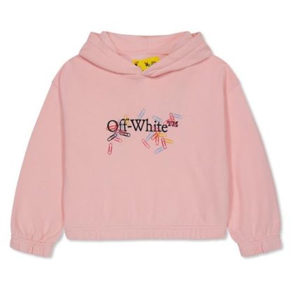 OFF WHITE Junior Girls Paper Clips Oth Hoodie Kids Pink Blk 3010  for sale