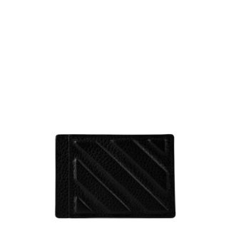 OFF WHITE Logo-Debossed Full-Grain Leather Cardholder Unisex Black  for sale