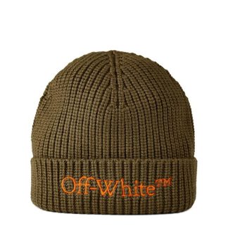 OFF WHITE Logo-Embroidered Beanie Unisex Army Green  for sale