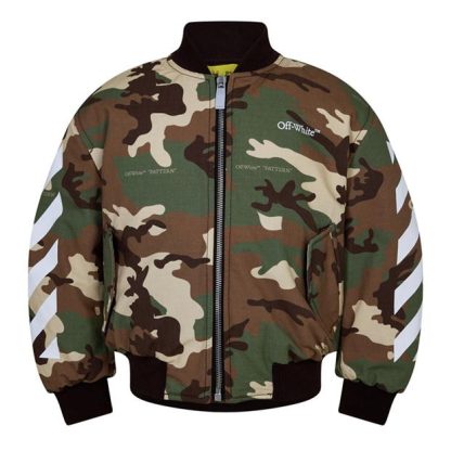 OFF WHITE Off Bookish Bombr Jn34 Kids Bomber Jackets - Heavyweight Green 25601 for sale