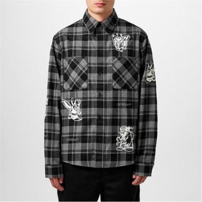 OFF WHITE Off Char Flann Shirt Sn44 Men Black White  for sale