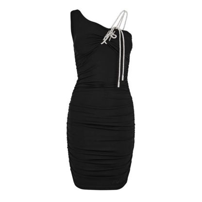 OFF WHITE Off Crepe Mini Dress Ld44 Women Black  for sale