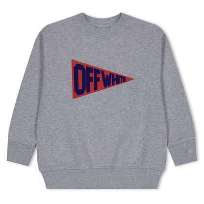 OFF WHITE Off Flag Lgo Crew Jn34 Kids Grey Blue 0845  for sale