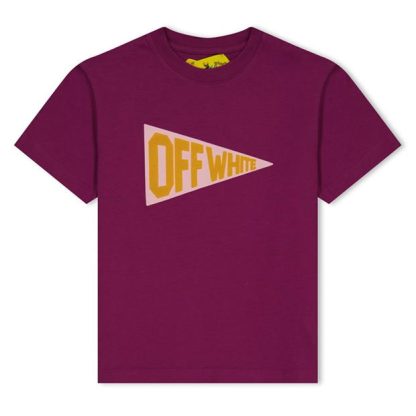 OFF WHITE Off Flago Logo Tee Jn34 Kids Burgundy 2816  for sale