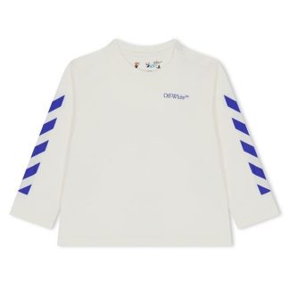 OFF WHITE Off LS Diag Logo TS Jn34 Kids White 0345  for sale