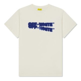 OFF WHITE Off Logo Spray Tee Jn44 Kids Regular Fit T-Shirts Cream/Blu 0345 for sale