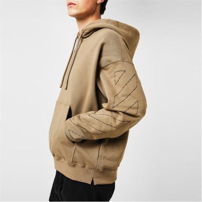 OFF WHITE Off-Stitch Cotton Hoodie Men Beige  for sale