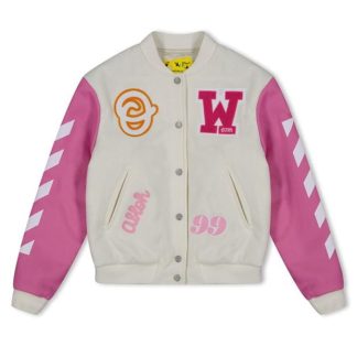 OFF WHITE Off Varsity Jkt Jn34 Kids Wht/Pink 0332  for sale