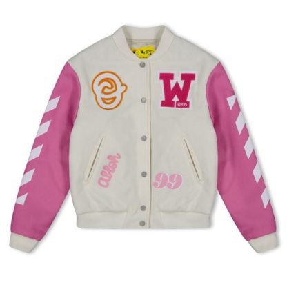 OFF WHITE Off Varsity Jkt Jn34 Kids Wht/Pink 0332  for sale