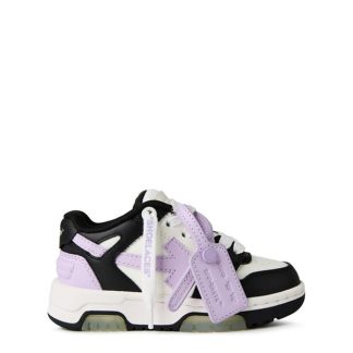 OFF WHITE Out Of Office Leather Trainers Juniors Kids Low Trainers Blk/Lilac 1036 for sale