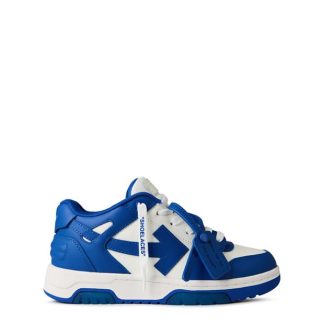 OFF WHITE Out Of Office Leather Trainers Juniors Kids Low Trainers Wht Blue 0145 for sale