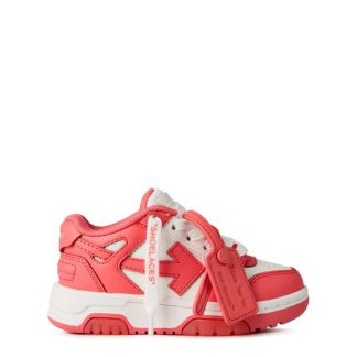 OFF WHITE Out Of Office Leather Trainers Juniors Kids Low Trainers Wht Coral 0126 for sale