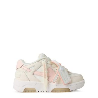 OFF WHITE Out Of Office Leather Trainers Juniors Kids Low Trainers Wht/Pnk 0330 for sale