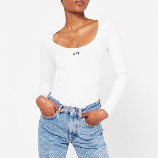 OFF WHITE Rib Logo Bodysuit Women White 0110  for sale