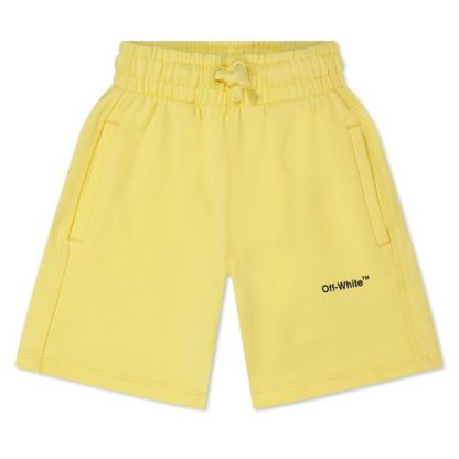 OFF WHITE Rubber Arrow Cotton Jersey Shorts Junior Kids Yellow/Black  for sale