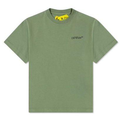 OFF WHITE Scribble Short Sleeve T-Shirt Junior Boys Kids Olive 5010  for sale