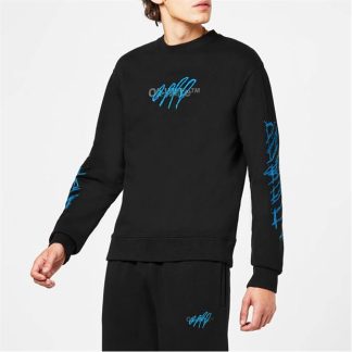 OFF WHITE Scribble Sweatshirt Men Blk/Blu 1071  for sale