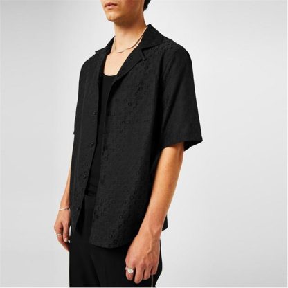 OFF WHITE Silk Jacquard Shirt Men Black  for sale