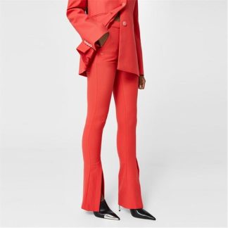 OFF WHITE Split Hem Flared Trousers Women Red  for sale