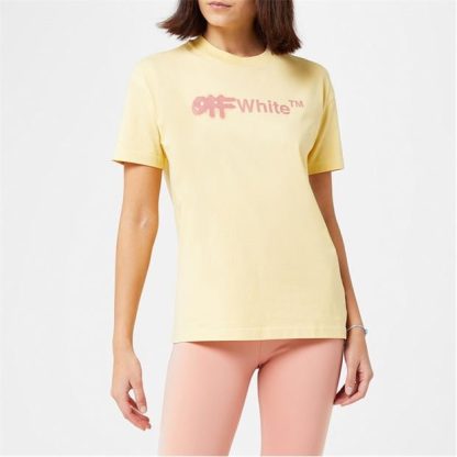 OFF WHITE Spray Helvetica T Shirt Women Camel Pink 6230  for sale