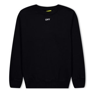 OFF WHITE Stamp Cotton Jersey Sweatshirt Juniors Kids Black 1001  for sale