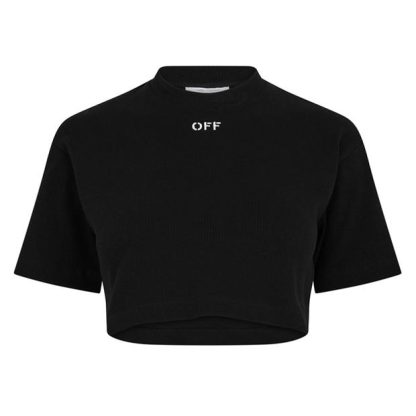 OFF WHITE Stamp Rib Cropped Tee Women Cropped T-Shirts Black 1001 for sale