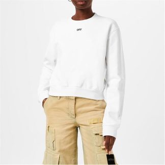 OFF WHITE Stamp Sweatshirt Women Crew Sweaters White 0110 for sale