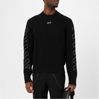 OFF WHITE Stitch Arrow Knit Sweater Men Black/White  for sale