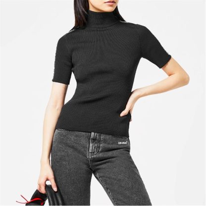 OFF WHITE Tape Knit Top Women Black 1009  for sale