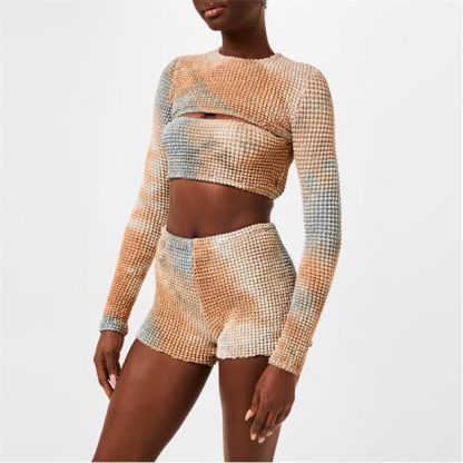 OFF WHITE Tie Dye Double Crop Top Women Camel 6200  for sale