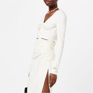 OFF WHITE Vi Crepe Drop Midi Dress Women White 0400  for sale