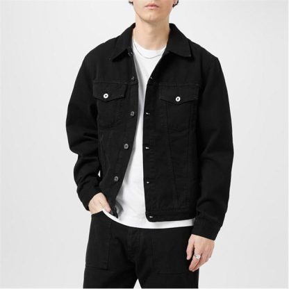 OFF WHITE Wave Off Embroidered Denim Jacket Unisex Black 1010  for sale