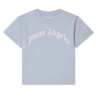 PALM ANGELS Babies Classic Logo T Shirt Kids Baby Blue 4101  for sale