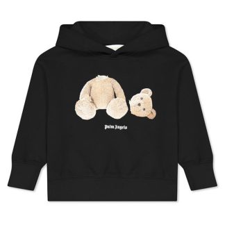 PALM ANGELS Bear Print Hoodie Kids Crew Sweaters Black Brn 1060 for sale