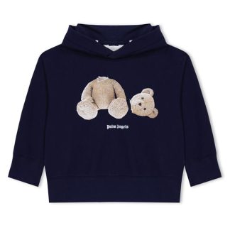 PALM ANGELS Bear Print Hoodie Kids Crew Sweaters Navy 4660 for sale