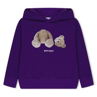 PALM ANGELS Bear Print Hoodie Kids Crew Sweaters Purple 3760 for sale