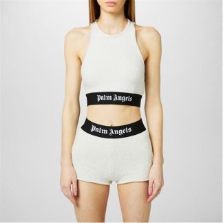 PALM ANGELS BouclÉ Logo Top Women Ofwht/Blk 0310  for sale