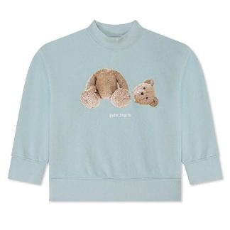 PALM ANGELS Boy'S Bear Logo Sweatshirt Kids Crew Sweaters Dsty Blu 4260 for sale