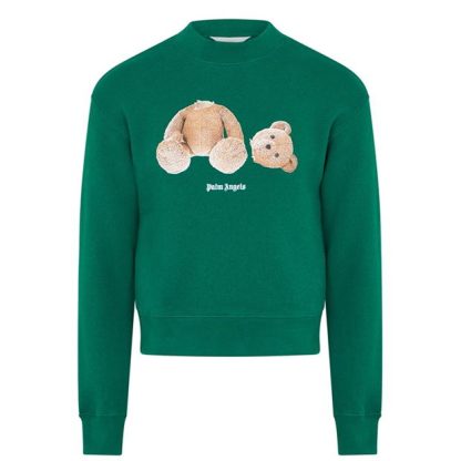 PALM ANGELS Boy'S Bear Logo Sweatshirt Kids Crew Sweaters Forest Grn 5760 for sale