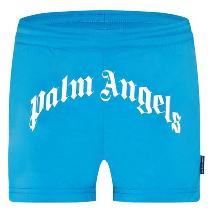 PALM ANGELS Boys Logo Swim Shorts Kids Swim Shorts Light Blue 4001 for sale