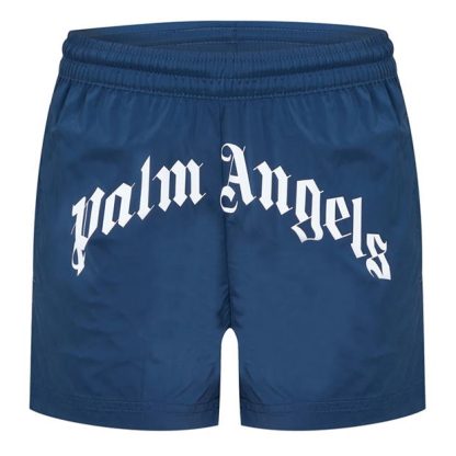 PALM ANGELS Boys Logo Swim Shorts Kids Swim Shorts Navy 4601 for sale