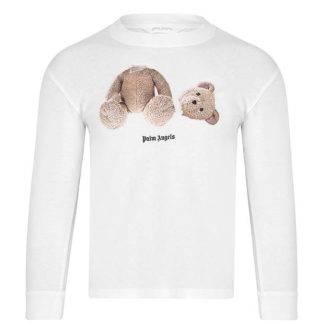 PALM ANGELS Children'S Bear Long Sleeve T Shirt Kids White 0160  for sale