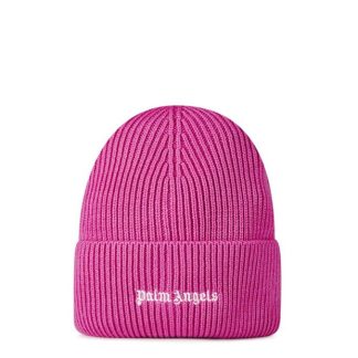 PALM ANGELS Classic Logo Ribbed Beanie Women Fuchsia 3201  for sale