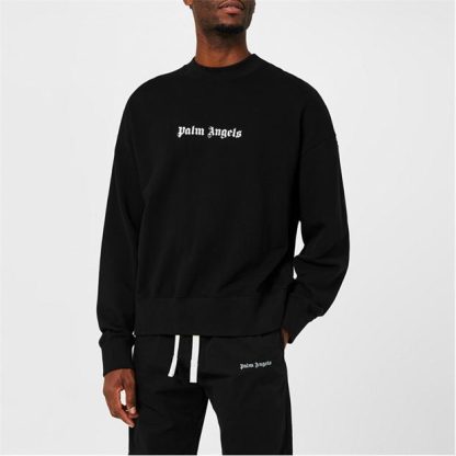 PALM ANGELS Classic Logo Sweatshirt Men Blk/Wht  for sale