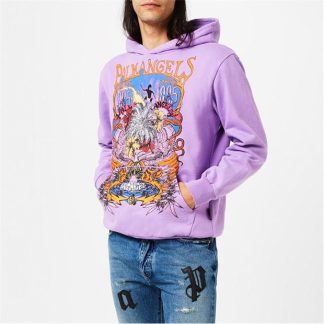 PALM ANGELS Concert Print Hoodie Men Purple  for sale